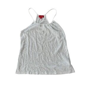 ELLE‎ White Sequin Halter Tank Top Sleeveless Party Sparkle Size S